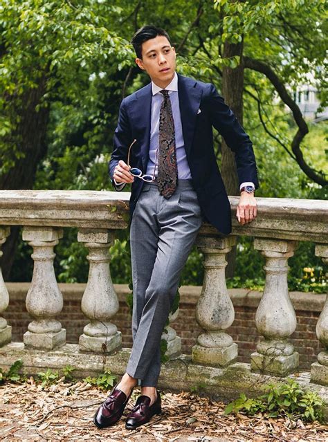 navy blazer gray pants.